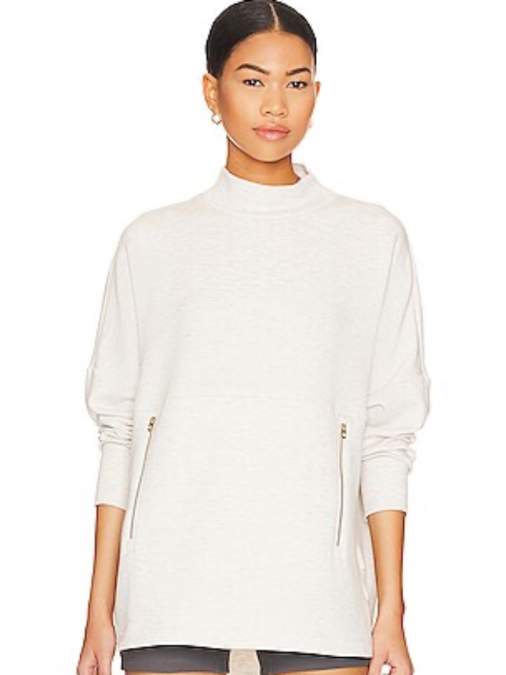 Varley Ivory Marl Bay Mock Neck Sweatshirt